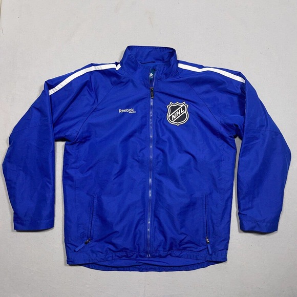 Reebok NHL Jacket Men Large Fleece Lined Full Zip Blue‎ Hockey Practice - Picture 1 of 12